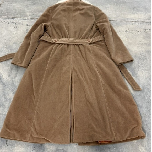Vintage 60s lorendale by bromleigh union made Tan Longline Coat Faux Fur Collar - Picture 6 of 9